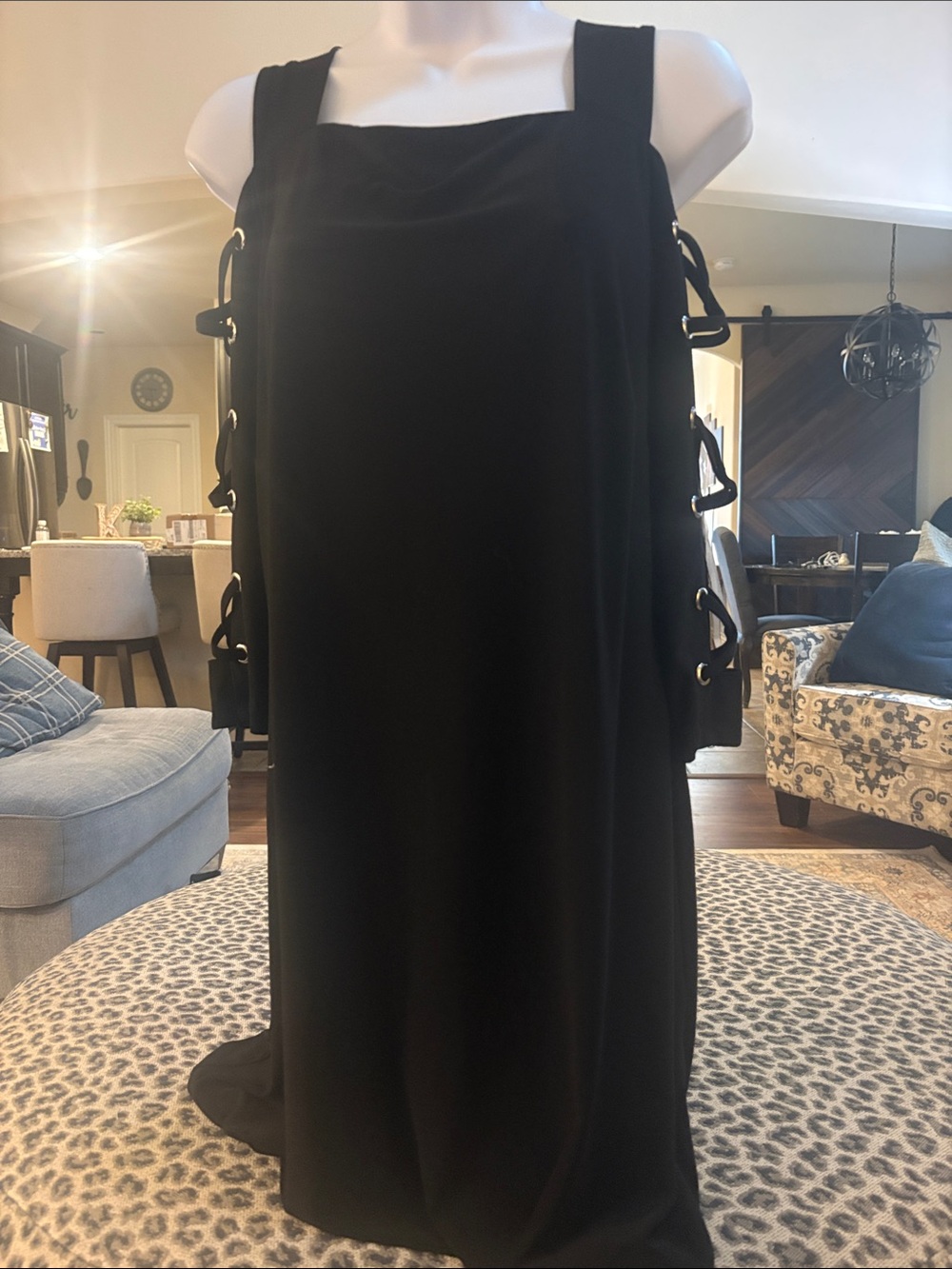 MSK Black Maxi Dress with Side Ring Strap Details